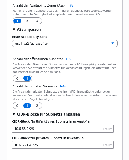 AWS VPC Wizard mit einem öffentlichen und einem privaten Subnetz
